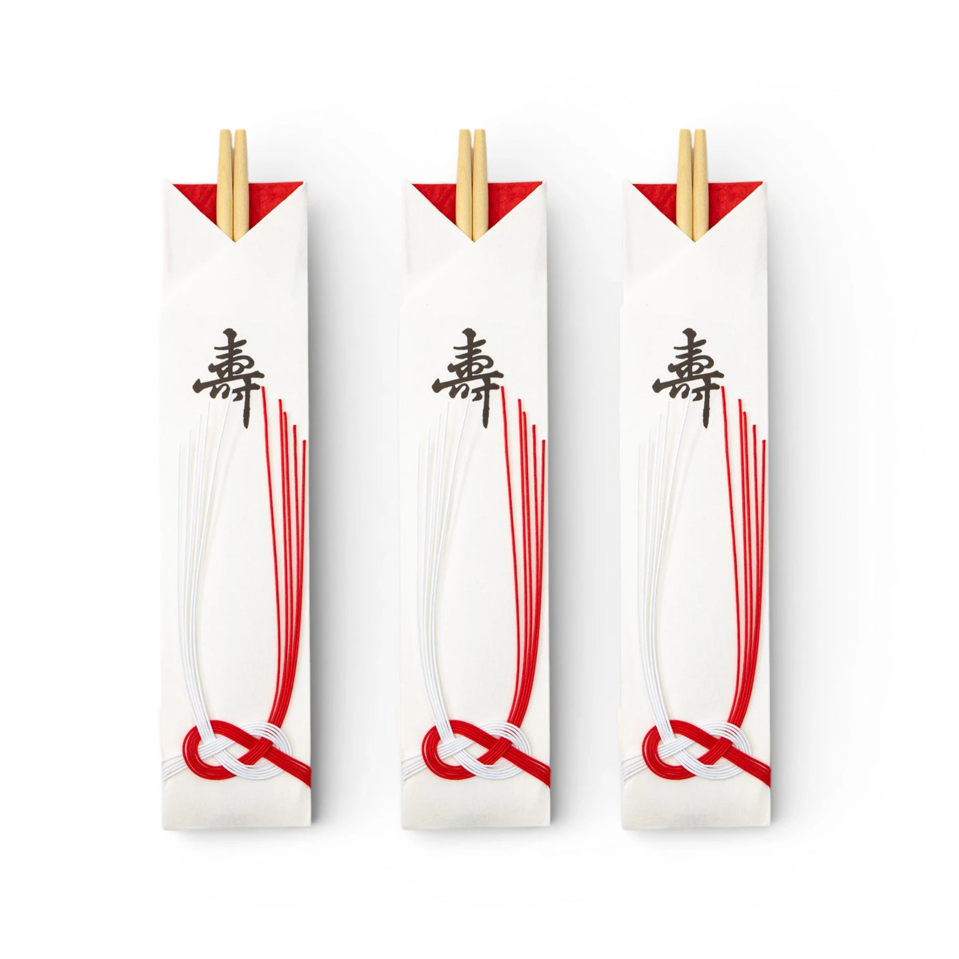 Red and White Mizuhiki Celebratory Chopsticks (3 Pairs)
