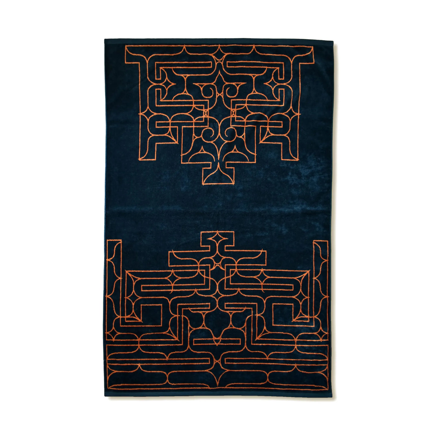 Ainu Pattern Imabari Towel Blanket cikarkarpe Navy and Orange