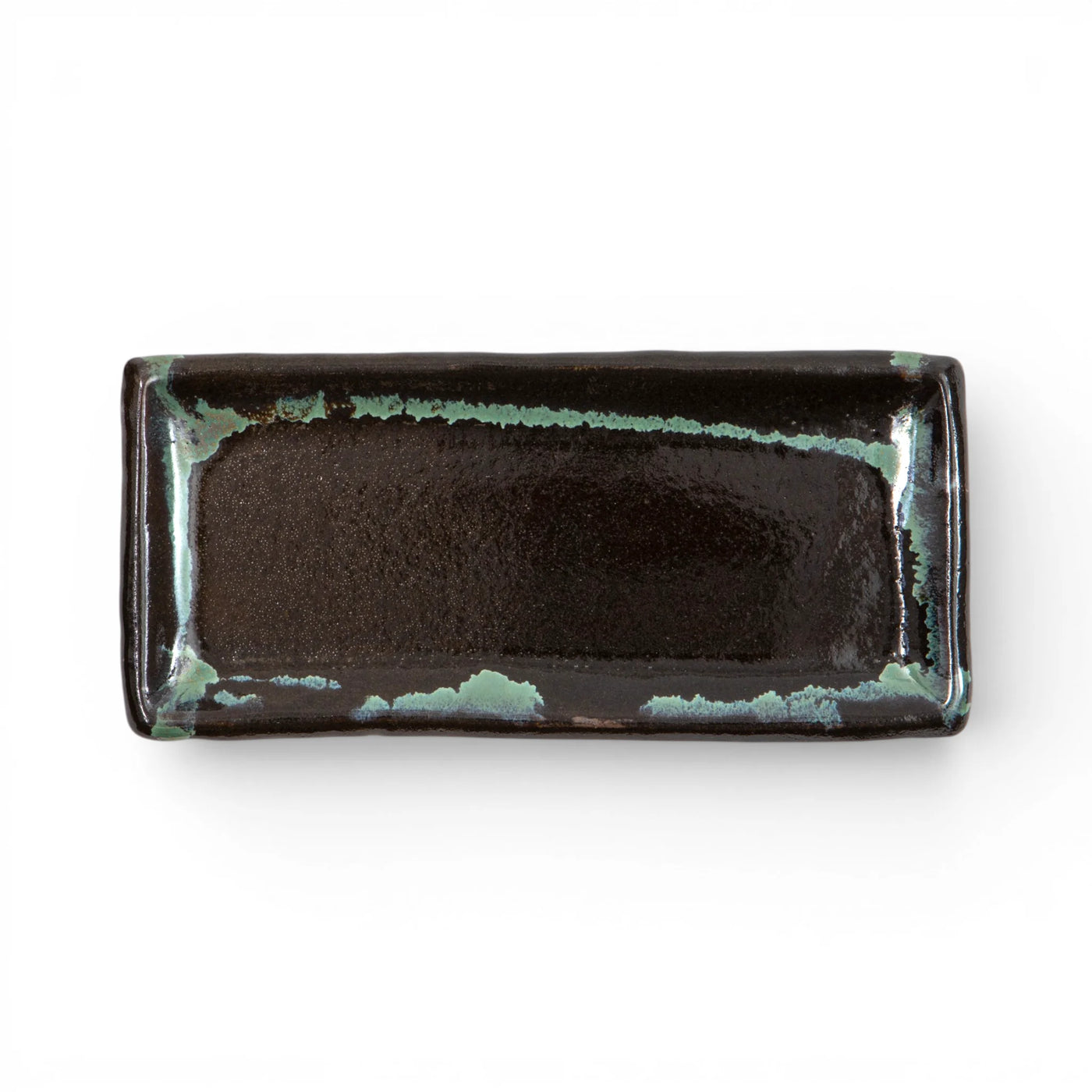 Ryumonji Yaki Pottery Rectangular Plate Black Glaze