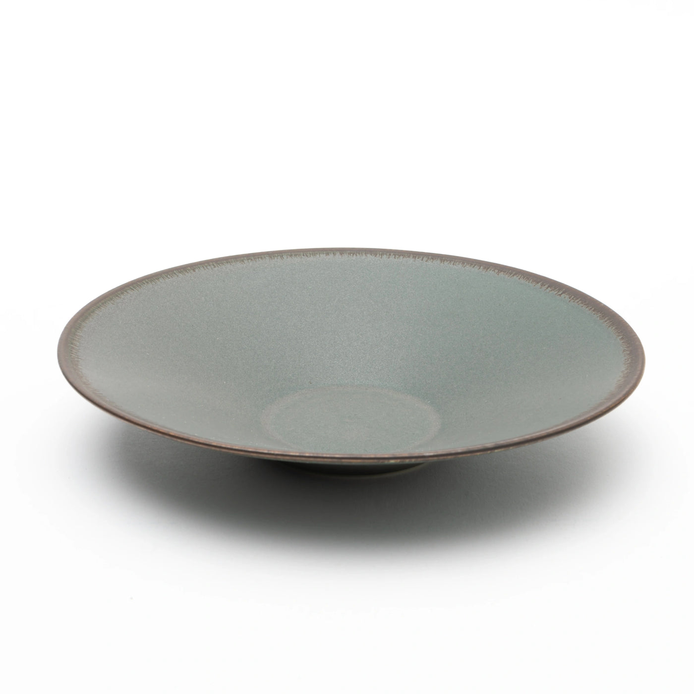 Tsukamoto Mashiko Ware SABI Flat Bowl Large Deep Green