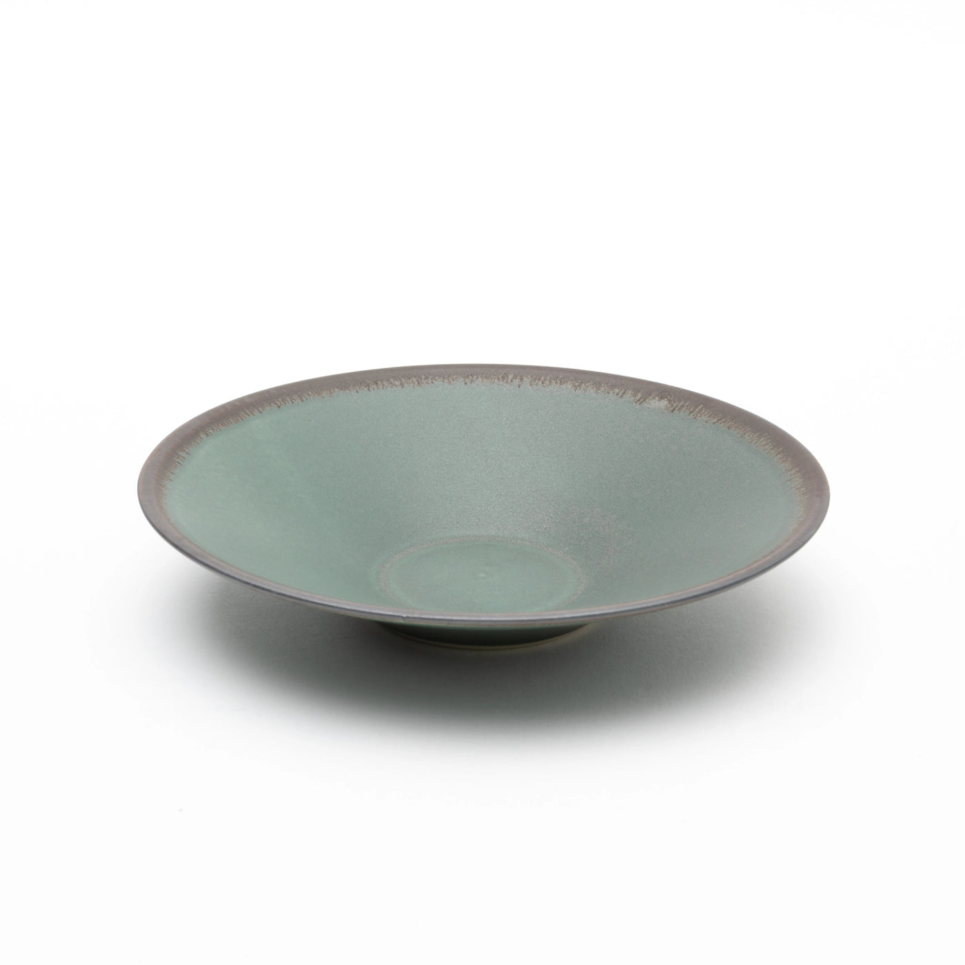Tsukamoto Mashiko Ware SABI Flat Bowl Medium Deep Green