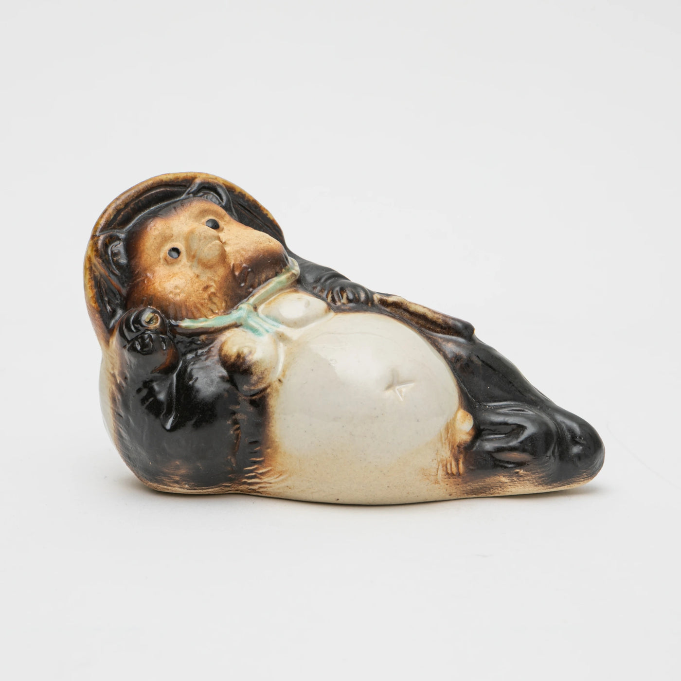 Maruichi Shigaraki Ware Reclining Tanuki Figurine
